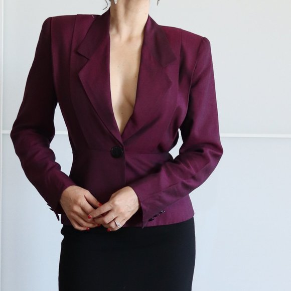 Vintage 80s Power Blazer Purple by Stirling Cooper - Picture 4 of 11